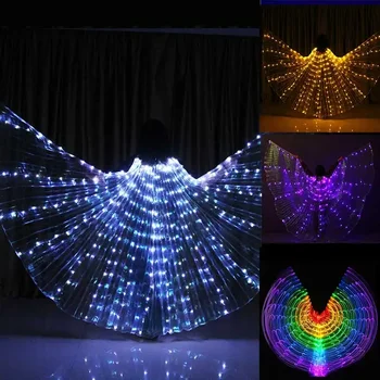 LED Rainbow Wings Взрослый Детский Костюм Цирк Led Light Светящиеся Костюмы Вечернее Шоу Isis Wings Танцевальная Одежда