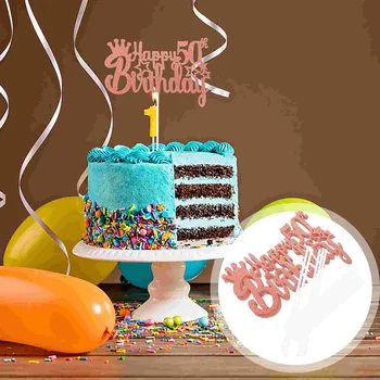 5шт украшение торта на 50-й день рождения, наборы для кексов, блестящий топпер для кексов на тему дня рождения, десертные наборы