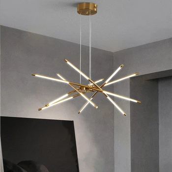 Nordic light chandellier Modern Для столовой кухни, светодиодная черно-золотая люстра, креативный подвесной светильник простого дизайна
