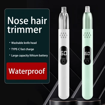Мини-триммер для волос в носу, USB перезаряжаемая бритва для волос в носу, удобный дисплей питания, водонепроницаемый эпилятор для стрижки волос в носу