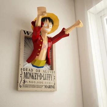 Kawaii One Piece Luffy Высотой 1 м Diy 3D Настенное Украшение Ручной Работы Из Бумаги Художественная Бумажная Модель Игрушечные Фигурки Орнамент Украшения Игрушки Для Мальчиков
