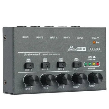 Аудиомикшер Модернизированный DX400 / 600 / 800 Со Сверхнизким уровнем шума 4/6/8-канальный Линейный Микшер Мини-Звуковой Микшер Источник питания DC5V Простота в эксплуатации