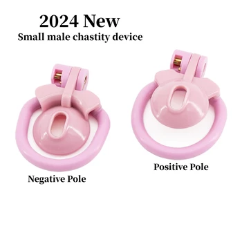 Новая мужская мини-клетка Целомудрия, положительная / Отрицательная Клетка для пениса CB Lock, черная/ розовая с кольцами для пениса 4 размера, секс-игрушки для взрослых для связывания пениса