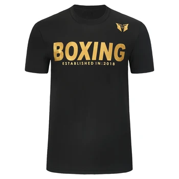 Классическая спортивная боксерская футболка PUGILIST, быстросохнущий эластичный тренировочный спортивный жилет, крутая расслабленная сухая рубашка-черный / золотистый