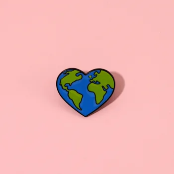 Булавки с эмалью Love Earth Броши с планетой в форме сердца на заказ Значки на лацканах Украшения для защиты окружающей среды Подарок для детей Друзей