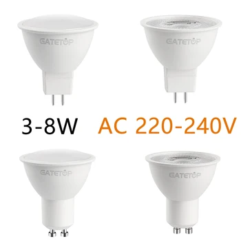 Светодиодный прожектор GU10 GU5.3 AC220V высокой светоотдачи, без мерцания, теплый белый свет 3 Вт-8 Вт, может заменить галогенную лампу мощностью 20 Вт 50 Вт