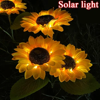 Креативный солнечный свет, заземляющий вставляемый светильник с одной головкой, светильник в виде подсолнуха, сад, Вилла, внутренний двор, газон, пейзаж, атмосферный светильник